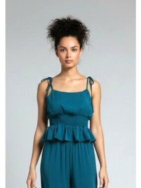 Red Carter Hammered Satin Coverup Cropped Cami, Teal,